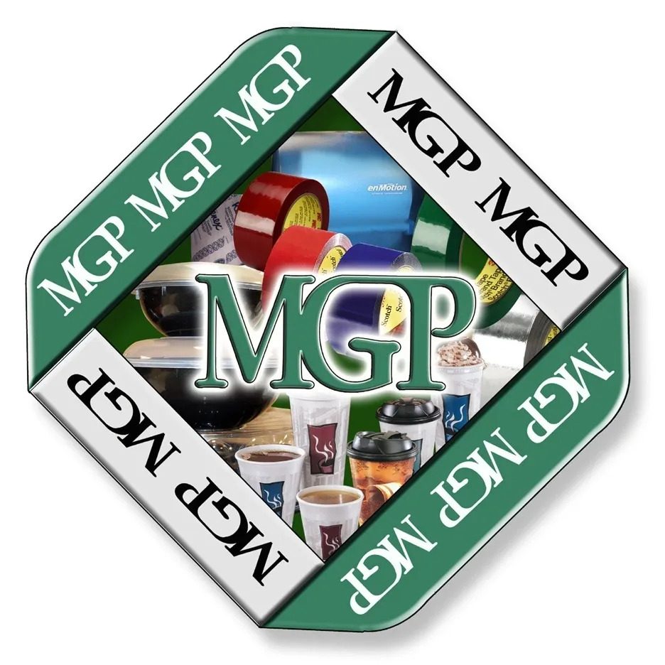 A green and white logo with many different images.