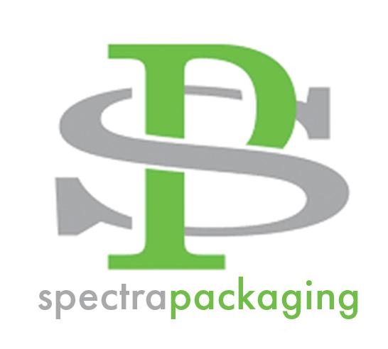 Logo featuring a green 'P' with a gray swoosh and 'spectrapackaging' text below.